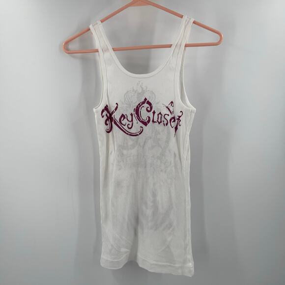 Key Closet Tank Top Size Medium NEW Zebra Ribbed Y2K Style 2000s Cotton USA - Picture 2 of 11